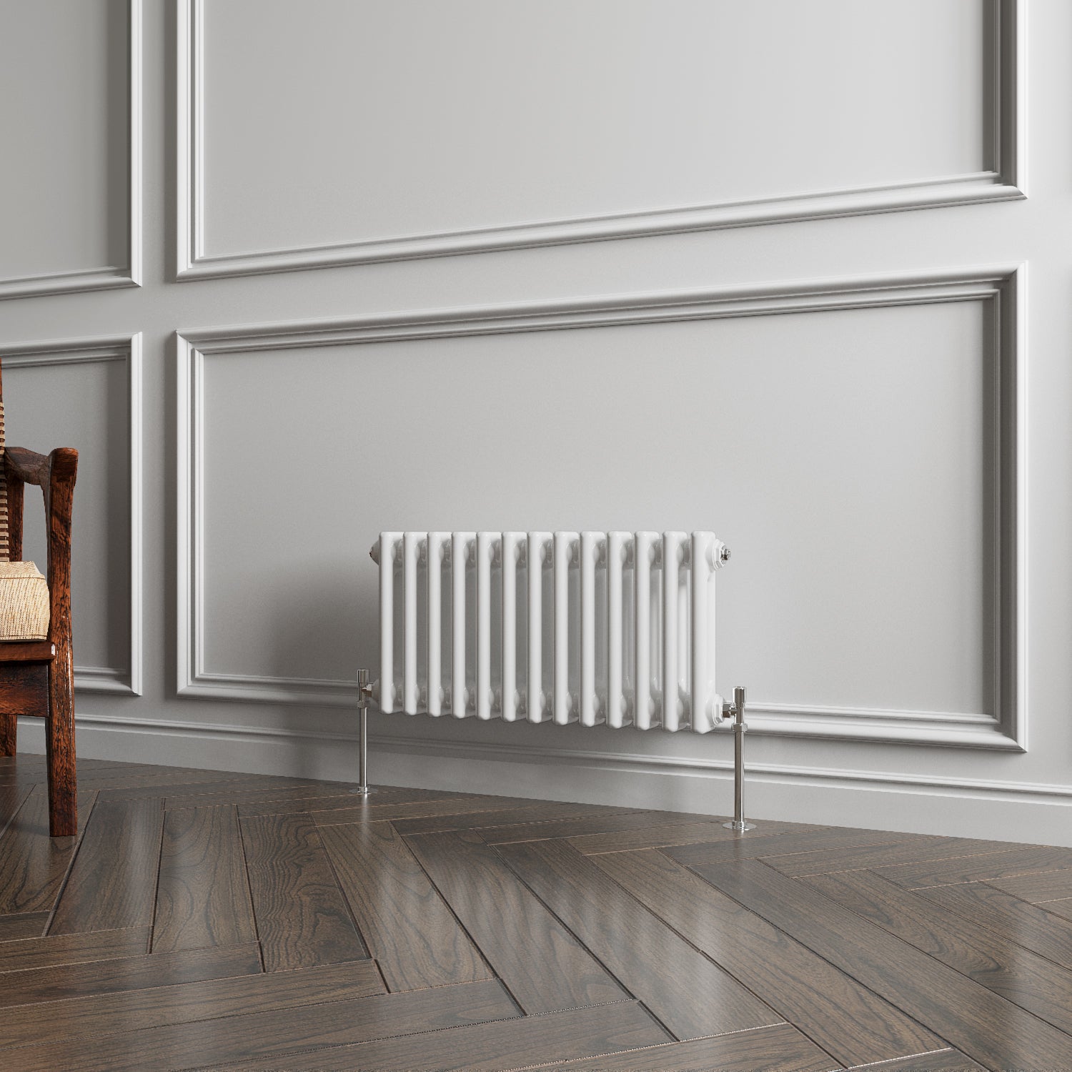 Aidal- Traditional Horizontal 300x605mm 2 Columns White Cast Iron Radiator