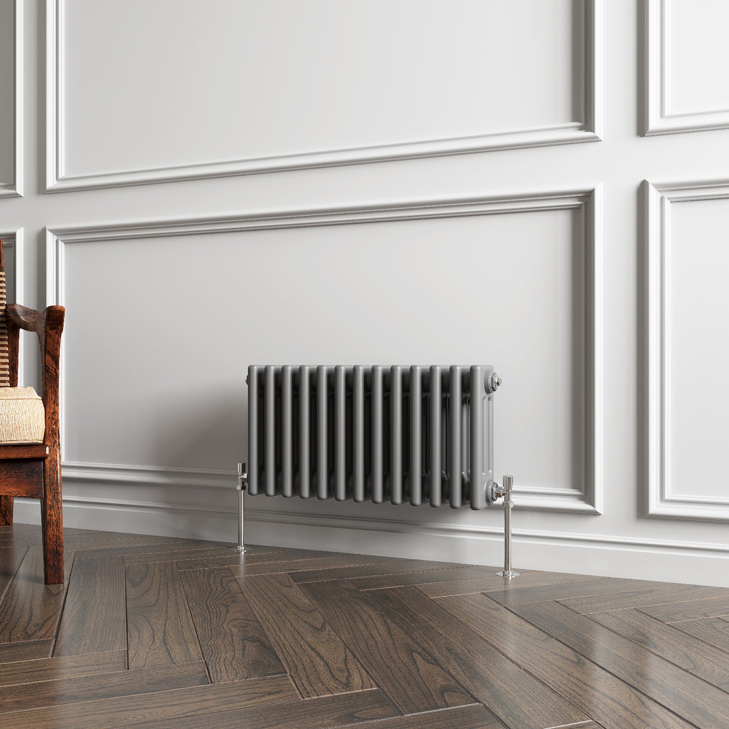 Aidal- Traditional Horizontal 300x605mm 3 Columns Anthracite Cast Iron Radiator