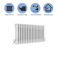 Aidal- Traditional Horizontal 300x830mm 3 Columns White Cast Iron Radiator