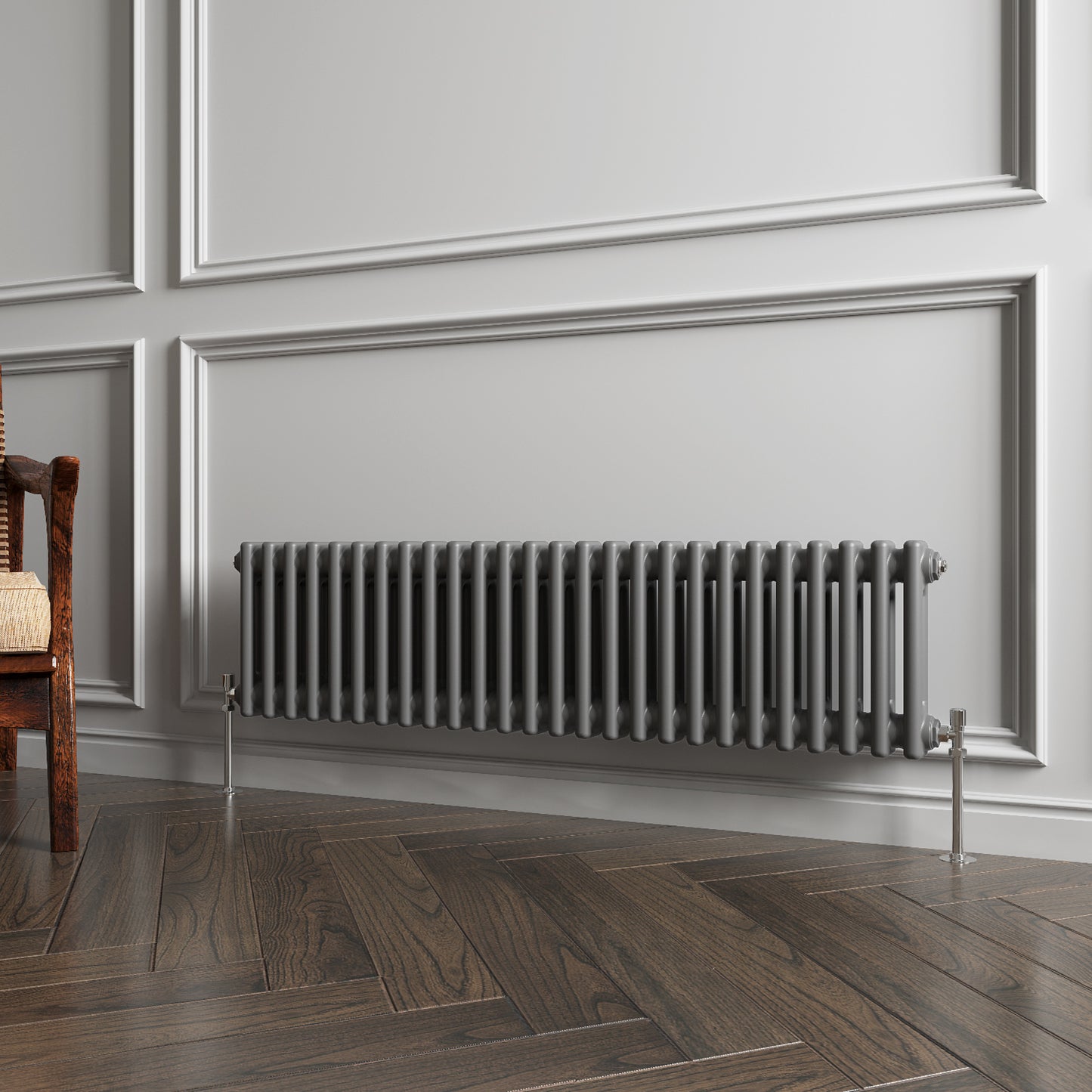 Aidal- Traditional Horizontal 300x1190mm 2 Columns Anthracite Cast Iron Radiator