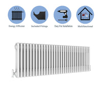 Aidal- Traditional Horizontal 300x1460mm 3 Columns White Cast Iron Radiator