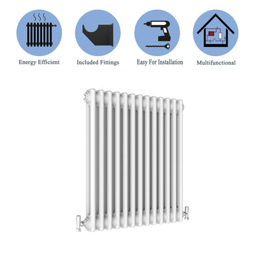 Aidal- Traditional Horizontal 600x605mm 2 Columns White Cast Iron Radiator