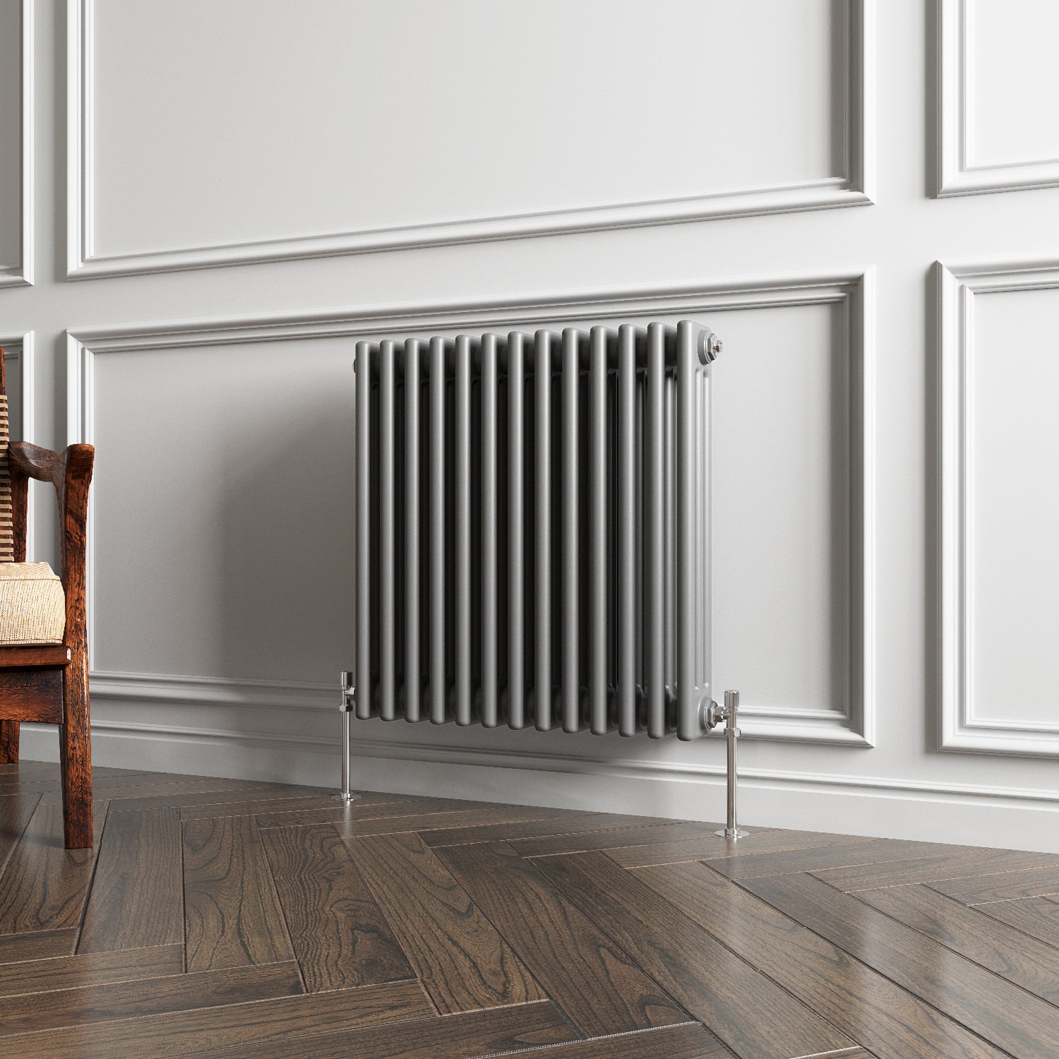 Aidal- Traditional Horizontal 600x605mm 3 Columns Anthracite Cast Iron Radiator