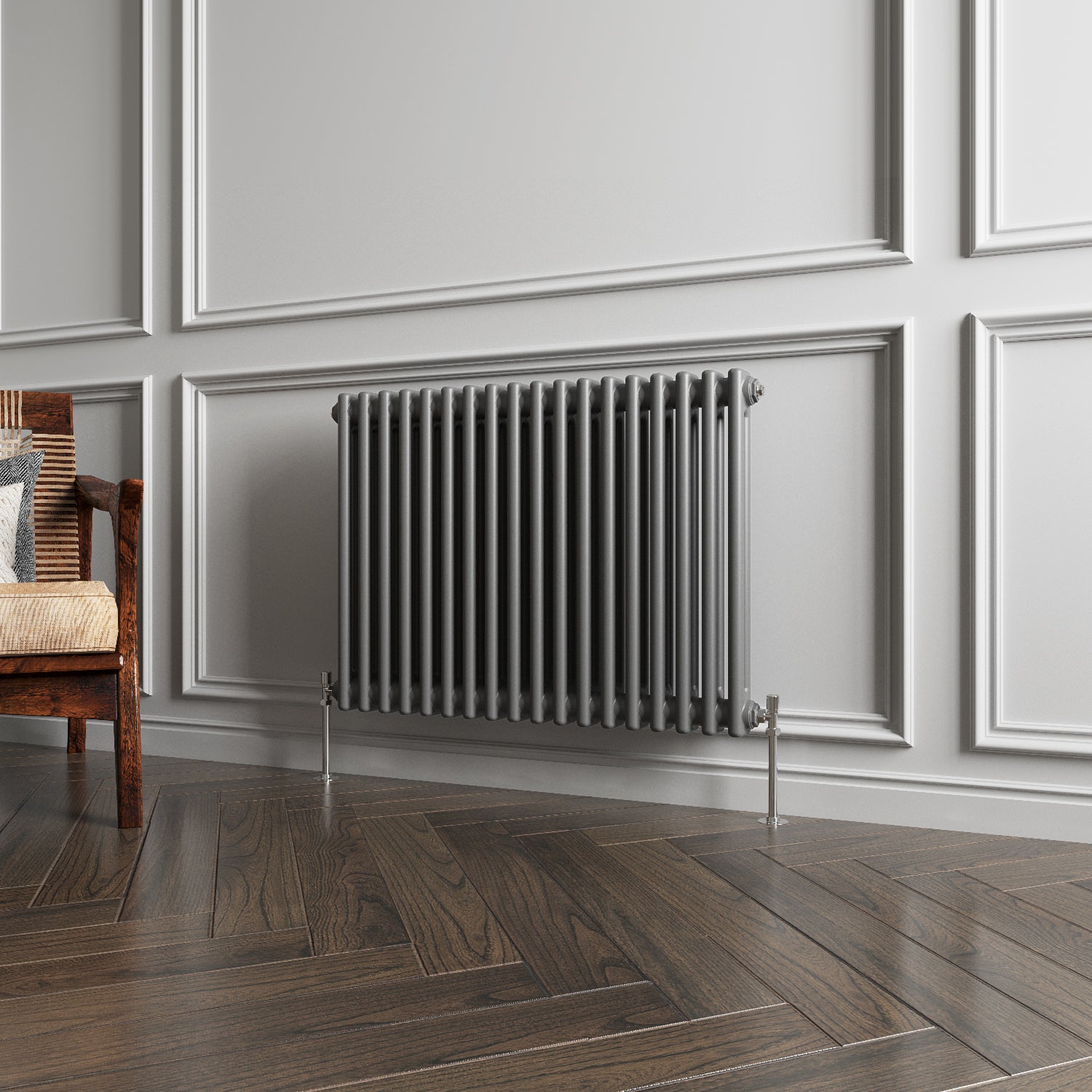 Aidal- Traditional Horizontal 600x830mm 2 Columns Anthracite Cast Iron Radiator