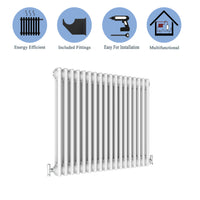 Aidal- Traditional Horizontal 600x830mm 2 Columns White Cast Iron Radiator