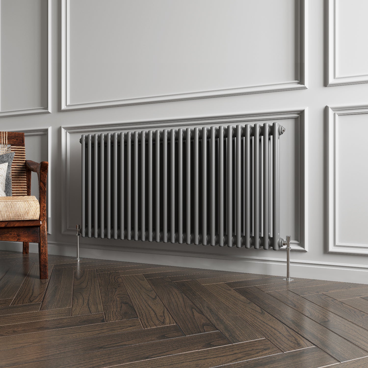 Aidal- Traditional Horizontal 600x1190mm 2 Columns Anthracite Cast Iron Radiator