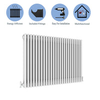 Aidal- Traditional Horizontal 600x1010mm 3 Columns White Cast Iron Radiator