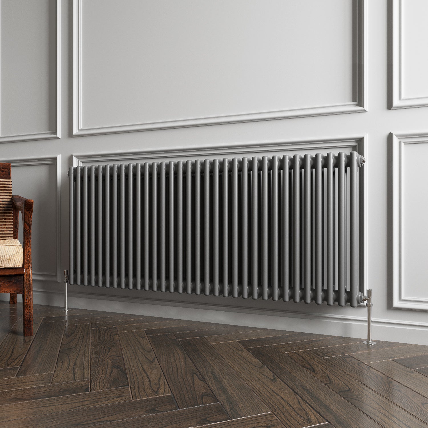 Aidal- Traditional Horizontal 600x1460mm 2 Columns Anthracite Cast Iron Radiator