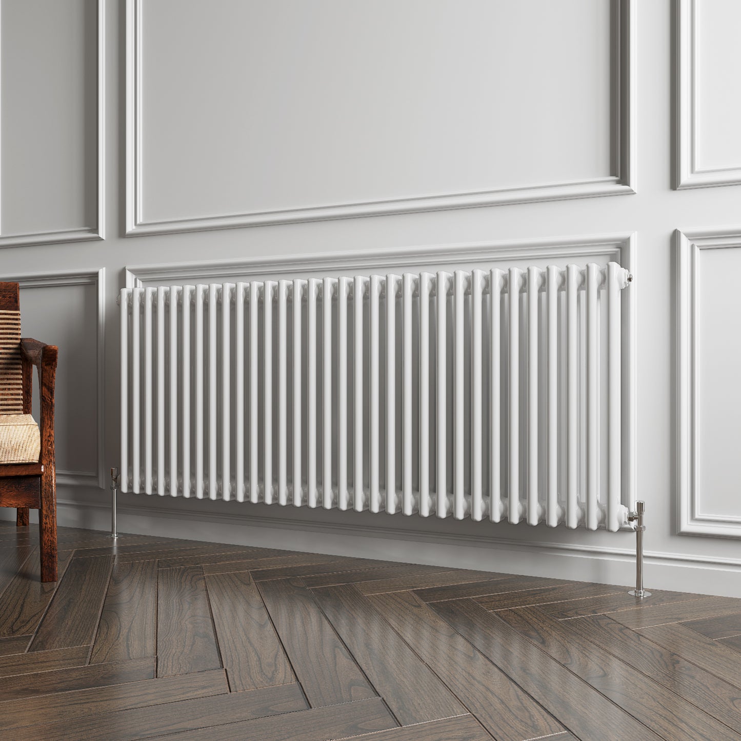 Aidal- Traditional Horizontal 600x1460mm 2 Columns White Cast Iron Radiator