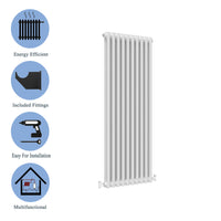 Aidal- Traditional Vertical 1500x470mm 2 Columns White Cast Iron Radiator