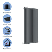 Aidal- Traditional Vertical 1500x470mm 2 Columns Anthracite Cast Iron Radiator