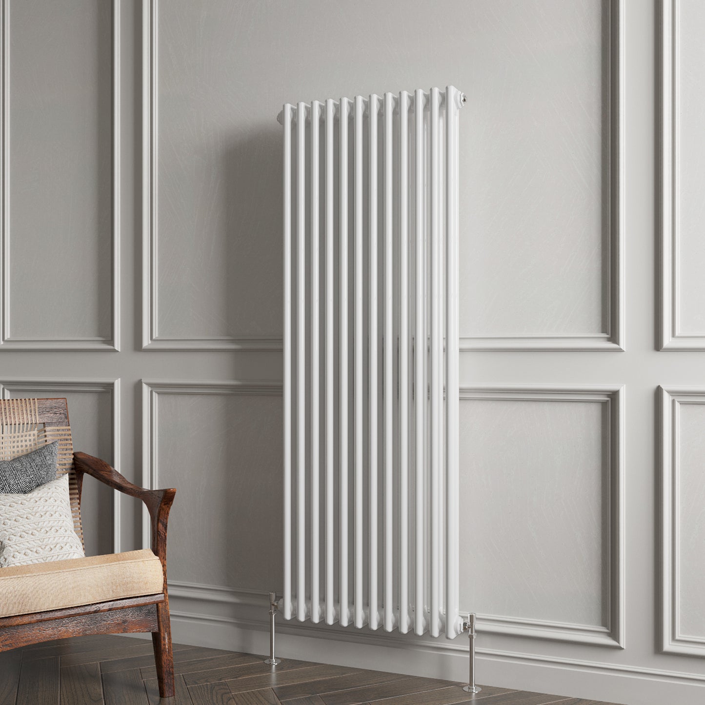 Aidal- Traditional Vertical 1500x560mm 2 Columns White Cast Iron Radiator