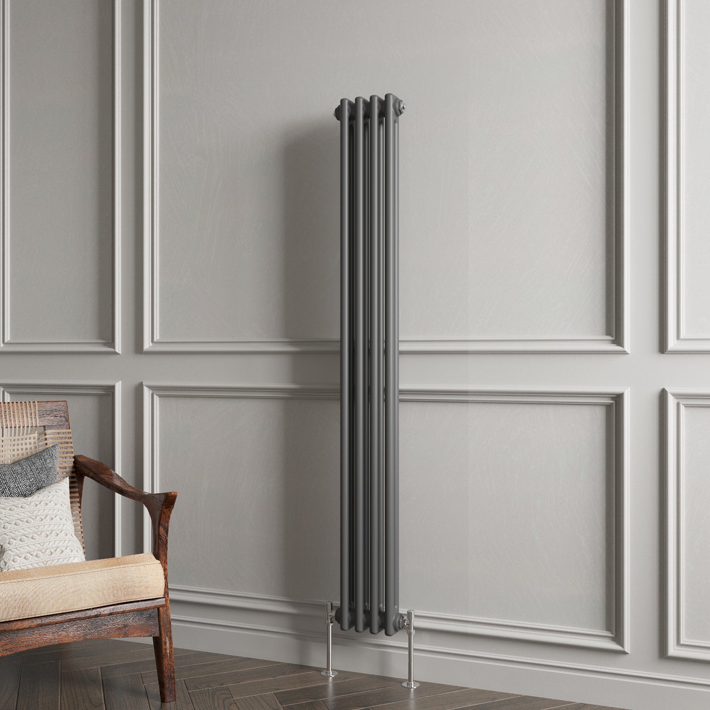 Aidal- Traditional Vertical 1500x200mm 2 Columns Anthracite Cast Iron Radiator