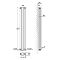 1500x200mm white 3 columns traditional radiator dimension