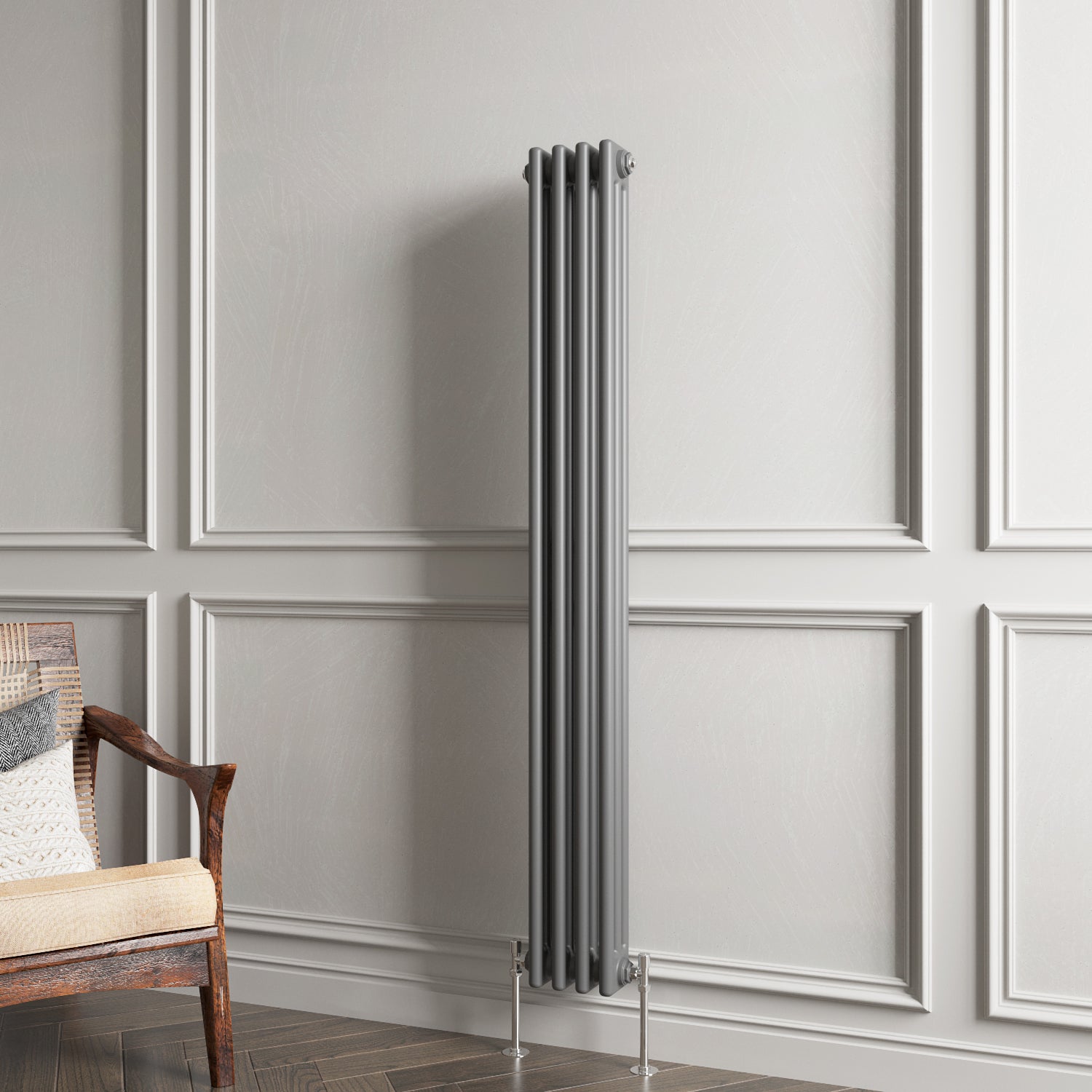 Aidal- Traditional Vertical 1500x200mm 3 Columns Anthracite Cast Iron Radiator