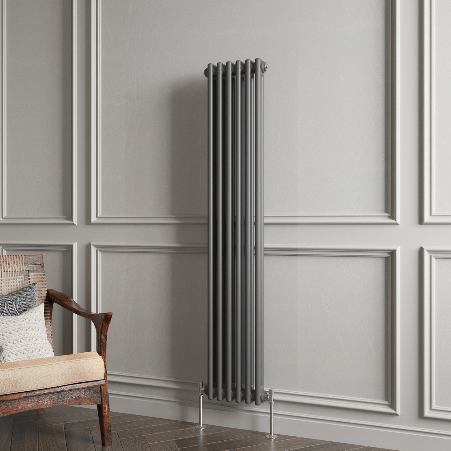 Aidal- Traditional Vertical 1500x290mm 2 Columns Anthracite Cast Iron Radiator