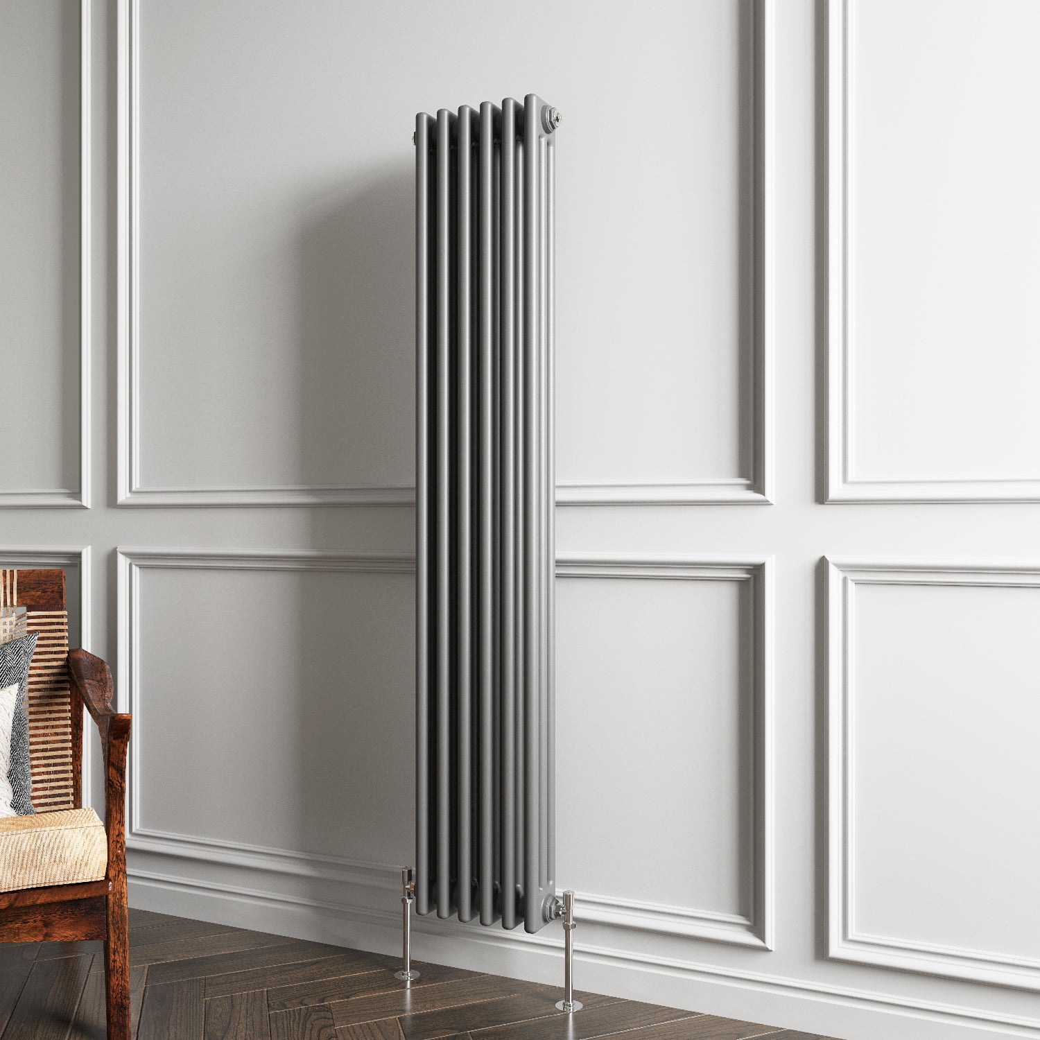 Aidal- Traditional Vertical 1500x290mm 3 Columns Anthracite Cast Iron Radiator