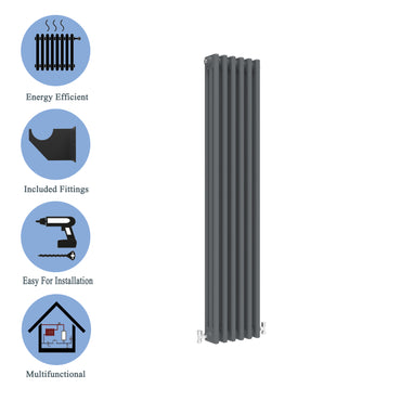 Aidal- Traditional Vertical 1500x290mm 3 Columns Anthracite Cast Iron Radiator