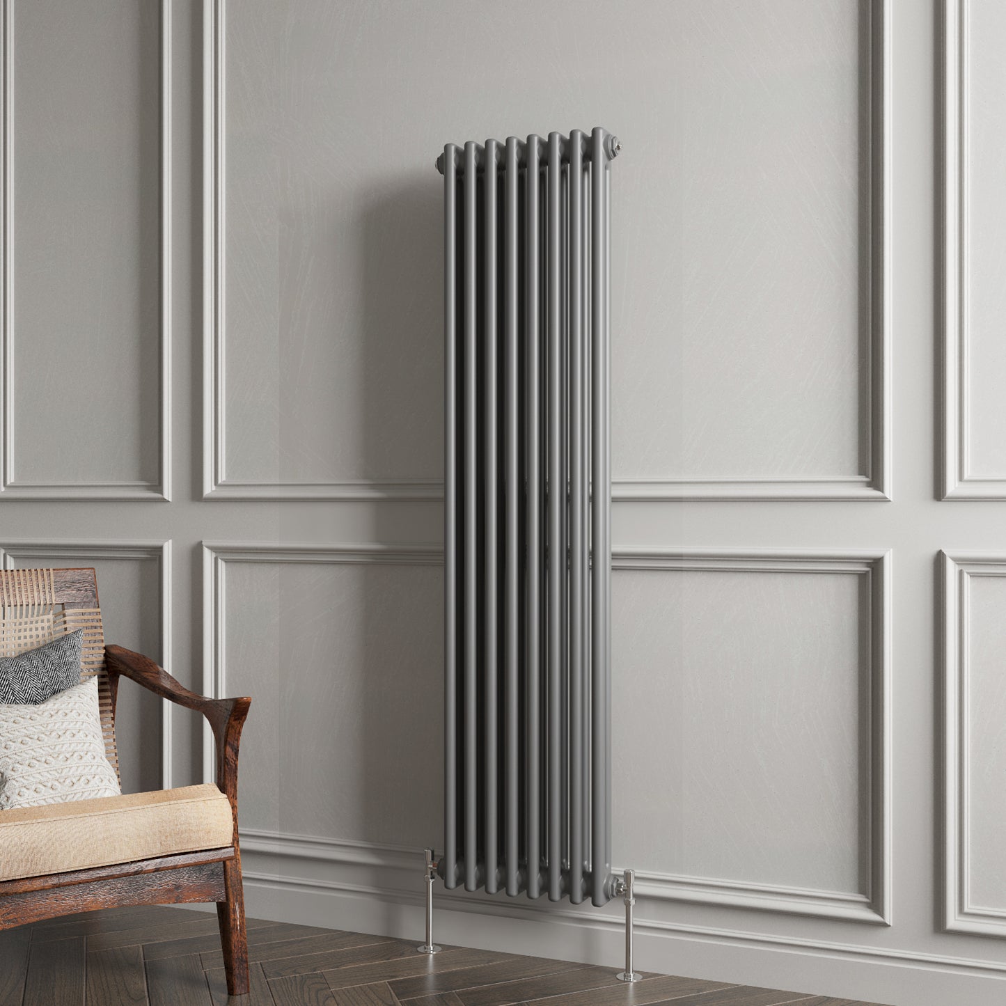 Aidal- Traditional Vertical 1500x380mm 2 Columns Anthracite Cast Iron Radiator