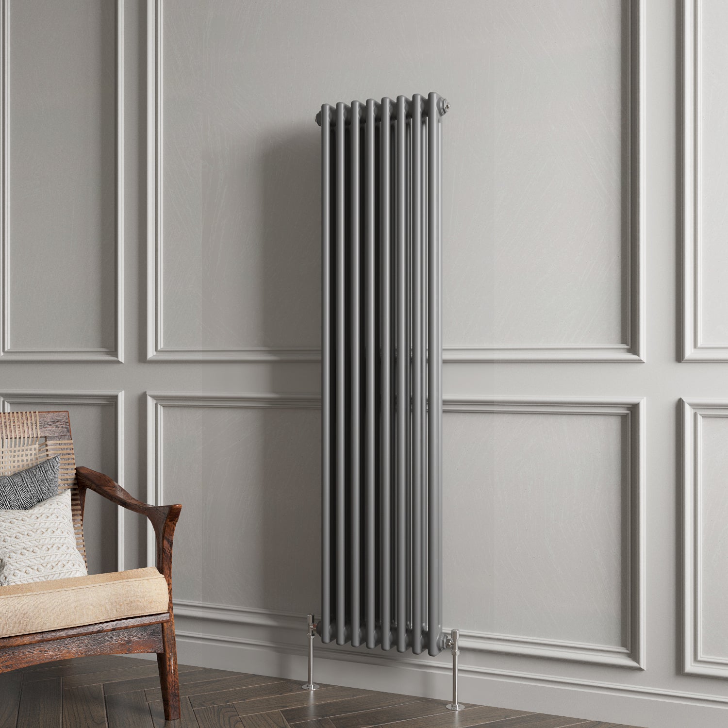 Aidal- Traditional Vertical 1500x380mm 2 Columns Anthracite Cast Iron Radiator