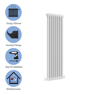 Aidal- Traditional Vertical 1500x380mm 2 Columns White Cast Iron Radiator