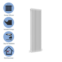 Aidal- Traditional Vertical 1500x380mm 3 Columns White Cast Iron Radiator