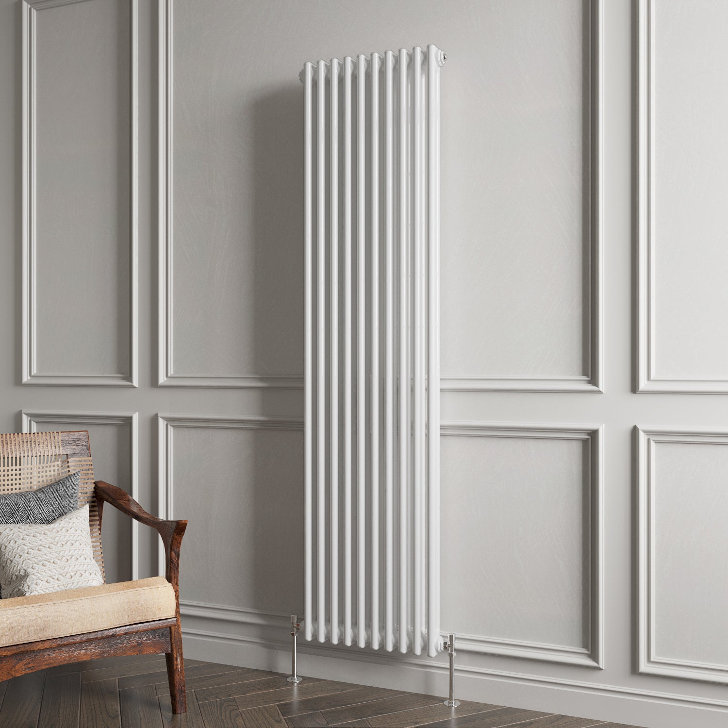 Aidal- Traditional Vertical 1800x470mm 2 Columns White Cast Iron Radiator