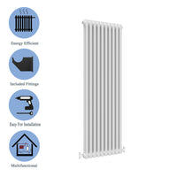 Aidal- Traditional Vertical 1800x470mm 2 Columns White Cast Iron Radiator