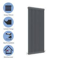 Aidal- Traditional Vertical 1800x560mm 2 Columns Anthracite Cast Iron Radiator