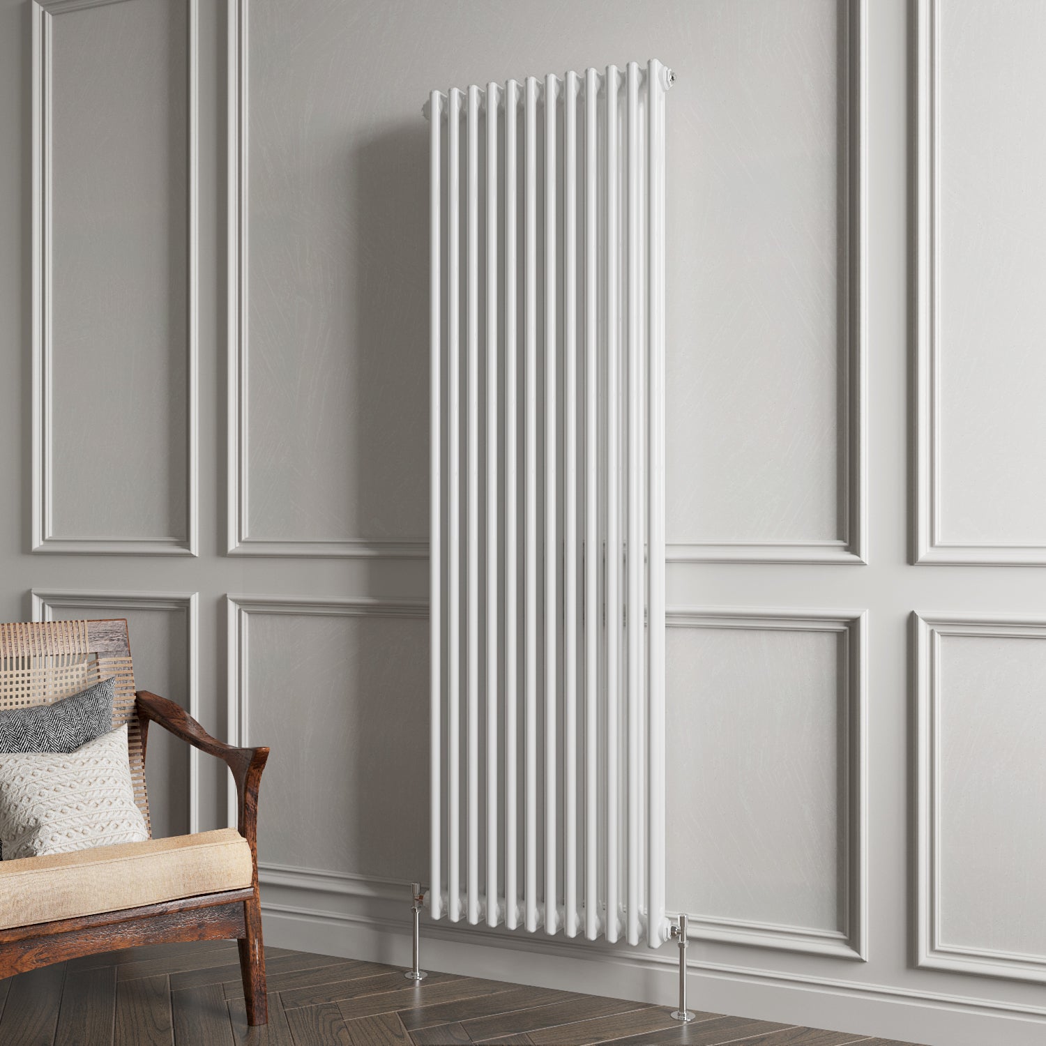 Aidal- Traditional Vertical 1800x560mm 2 Columns White Cast Iron Radiator