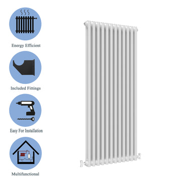 Aidal- Traditional Vertical 1800x560mm 2 Columns White Cast Iron Radiator