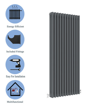 Aidal- Traditional Vertical 1800x560mm 3 Columns Anthracite Cast Iron Radiator