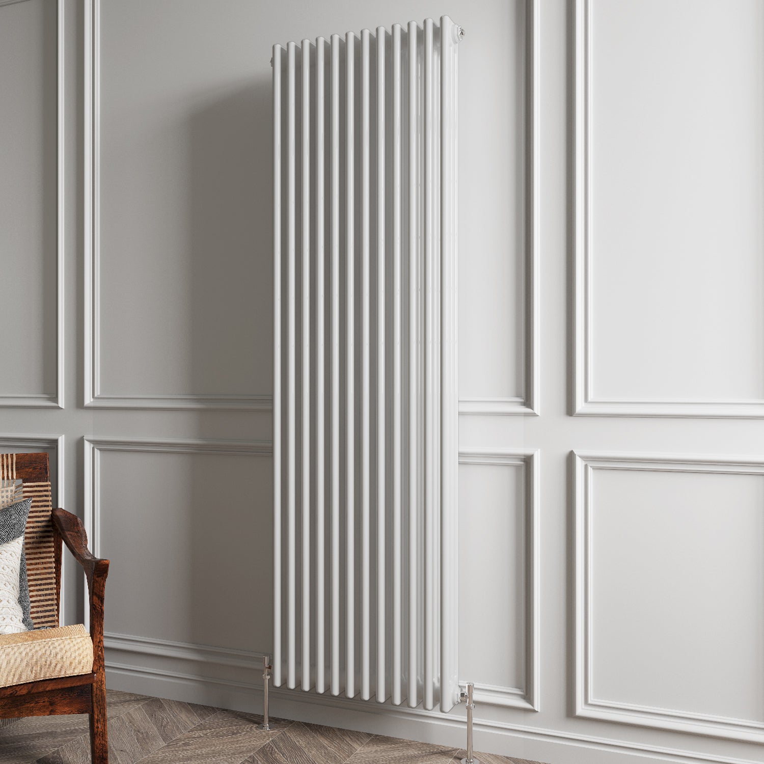 Aidal- Traditional Vertical 1800x560mm 3 Columns White Cast Iron Radiator