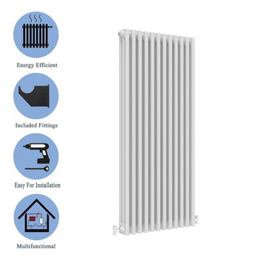 Aidal- Traditional Vertical 1800x560mm 3 Columns White Cast Iron Radiator