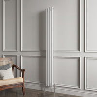 Aidal- Traditional Vertical 1800x200mm 2 Columns White Cast Iron Radiator