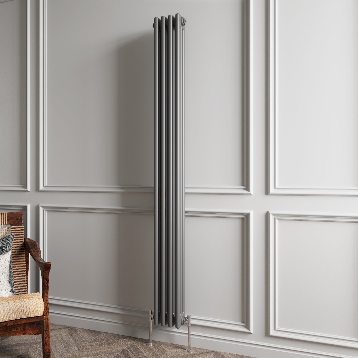 Aidal- Traditional Vertical 1800x200mm 3 Columns Anthracite Cast Iron Radiator