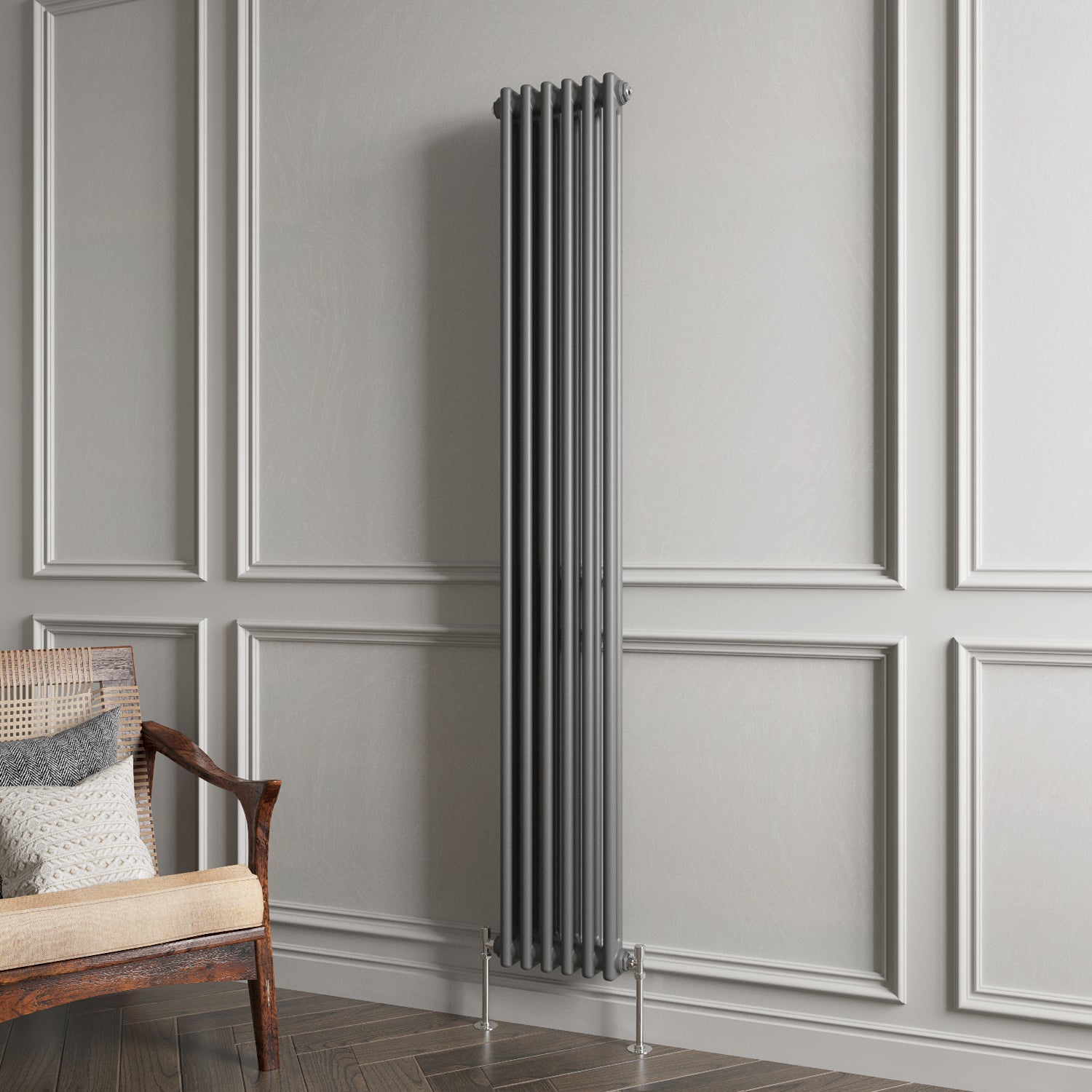 Aidal- Traditional Vertical 1800x290mm 2 Columns Anthracite Cast Iron Radiator