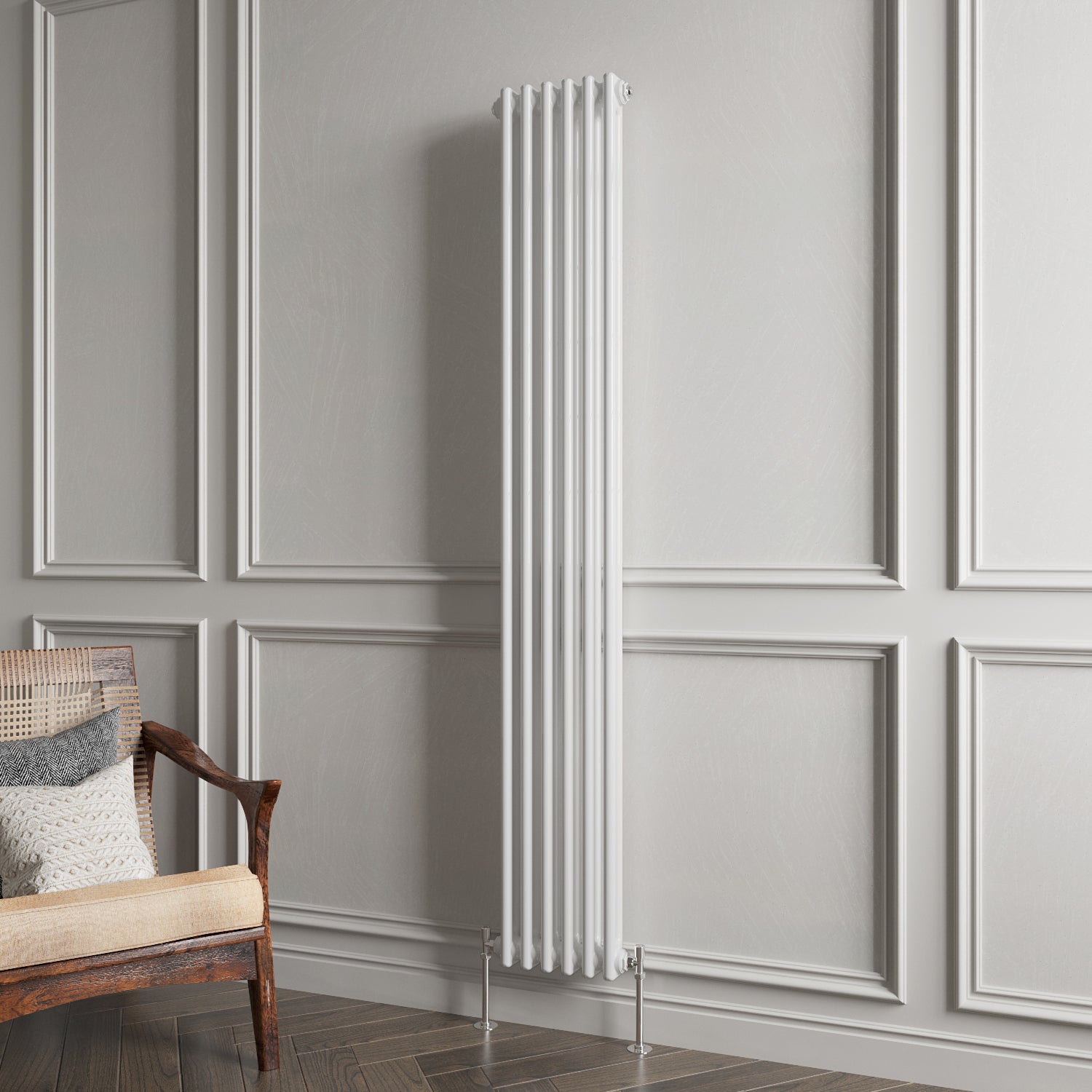 Aidal- Traditional Vertical 1800x290mm 2 Columns White Cast Iron Radiator