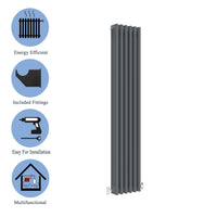 Aidal- Traditional Vertical 1800x290mm 3 Columns Anthracite Cast Iron Radiator