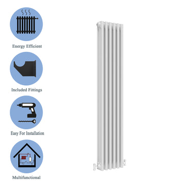 Aidal- Traditional Vertical 1800x290mm 3 Columns White Cast Iron Radiator