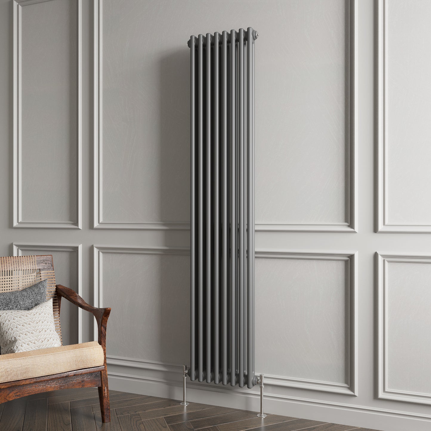 Aidal- Traditional Vertical 1800x380mm 2 Columns Anthracite Cast Iron Radiator