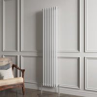 Aidal- Traditional Vertical 1800x380mm 2 Columns White Cast Iron Radiator