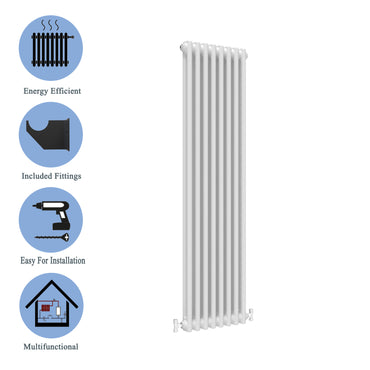 Aidal- Traditional Vertical 1800x380mm 2 Columns White Cast Iron Radiator