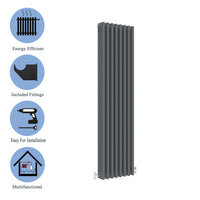 Aidal- Traditional Vertical 1800x380mm 3 Columns Anthracite Cast Iron Radiator