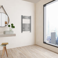 Aidal- 800x600mm Chrome Heated Towel Rail Curved Designer Bathroom Ladder Radiator