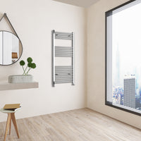 Aidal- 1200x600mm Chrome Heated Towel Rail Straight Designer Bathroom Ladder Radiator