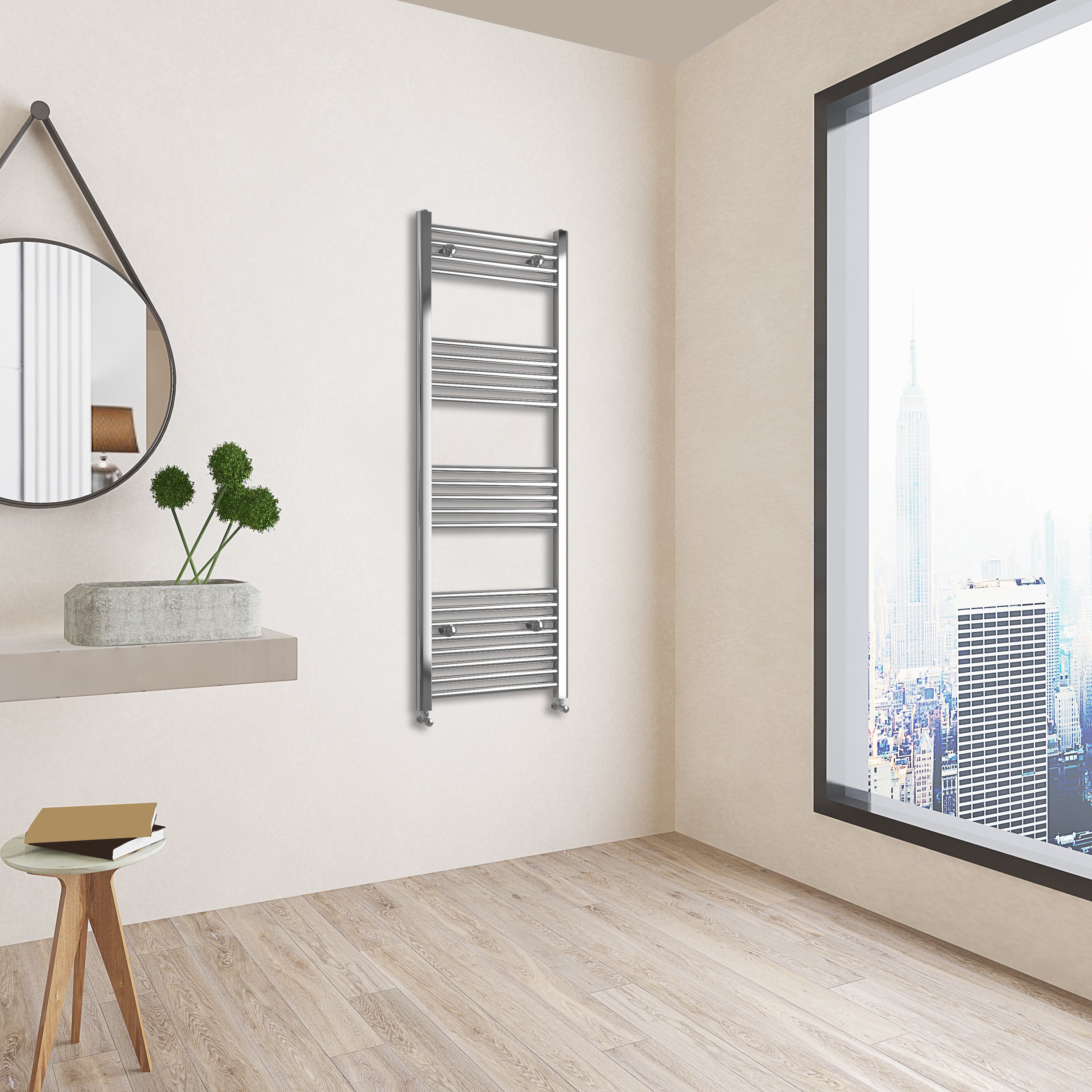 Aidal- 1400x500mm Chrome Heated Towel Rail Straight Designer Bathroom Ladder Radiator