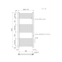 1000x450mm Chrome Heated Towel Rail Straight Bathroom Radiator Dimension