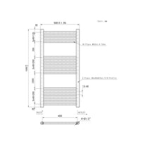 1000x500mm Chrome Heated Towel Rail Straight Bathroom Radiator Dimension