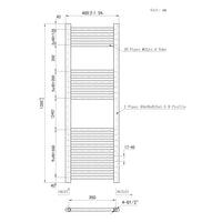 1200x400mm Black Heated Towel Rail Straight Bathroom Radiator Dimension